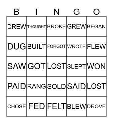 IXL Irregular Verbs (grade 3)  Bingo Card