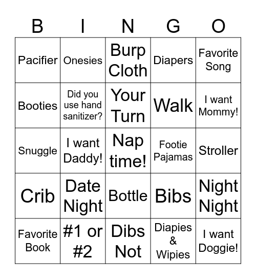 Baby Bingo! Bingo Card