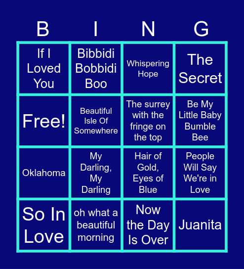 Gordon MacRae Songs Bingo Card