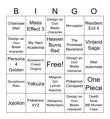 2025 Bingo Card