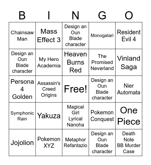 2025 Bingo Card