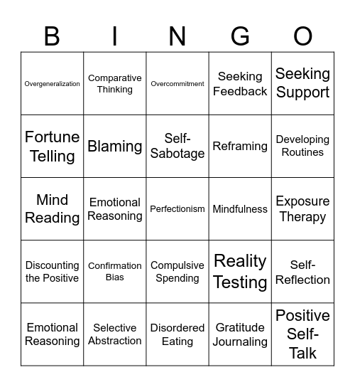 Thinking Errors Bingo Card