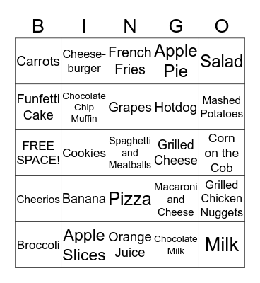Nutrition BINGO! Bingo Card