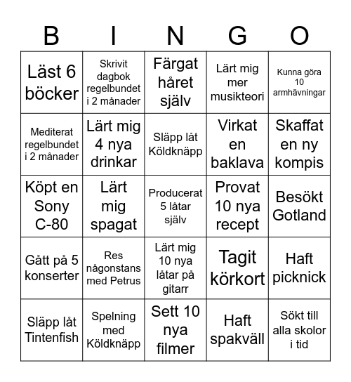 NyårsBingo Lovisa Bingo Card