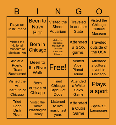 Social Bingo Card