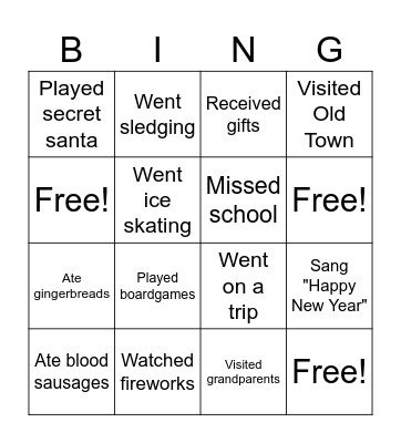 Christmas break Bingo Card