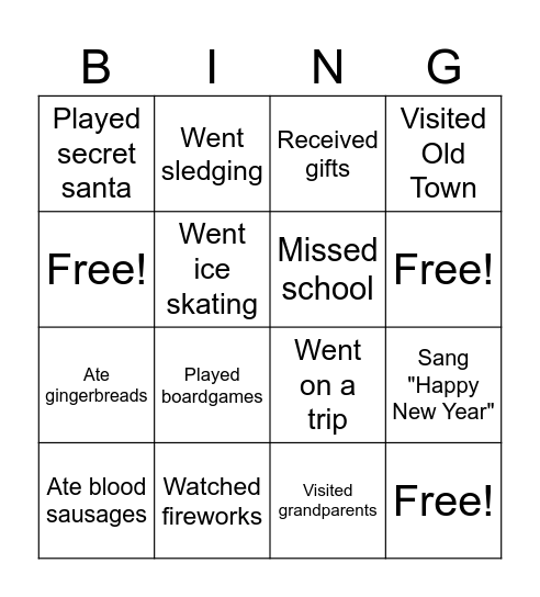 Christmas break Bingo Card