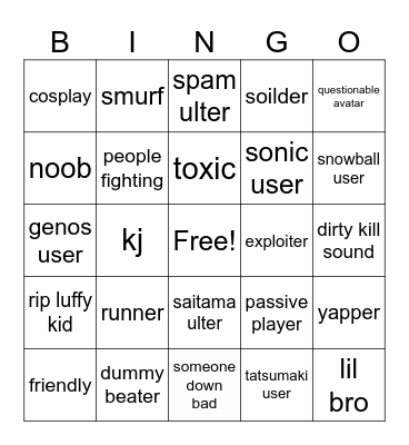 tsb bingo Card