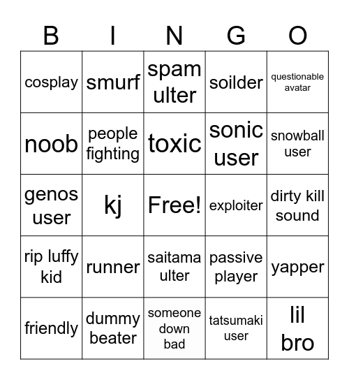 tsb bingo Card