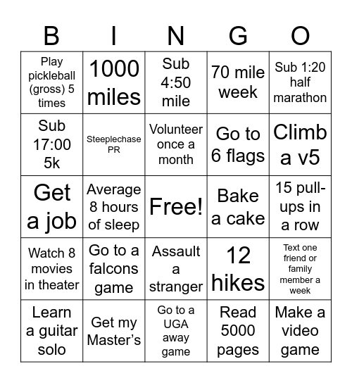 2025 Bingo Card