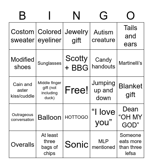 NAC PARTY Bingo Card