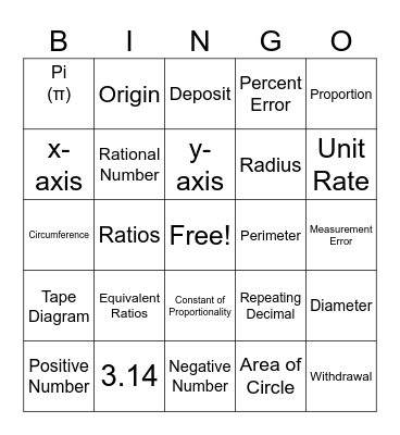 Snow Day Math Card Bingo Card