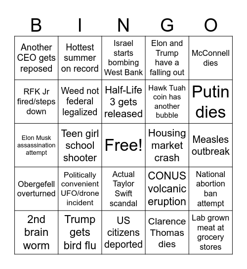 2025 Bingo Card