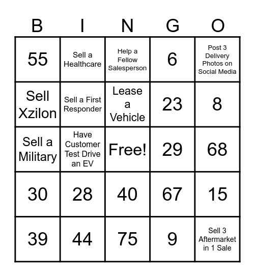 Number Bingo 1-75 Bingo Card