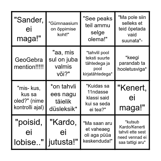 Kadri Lille! Bingo Card