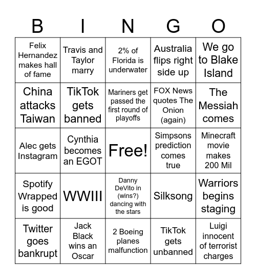 2025 BINGO Card
