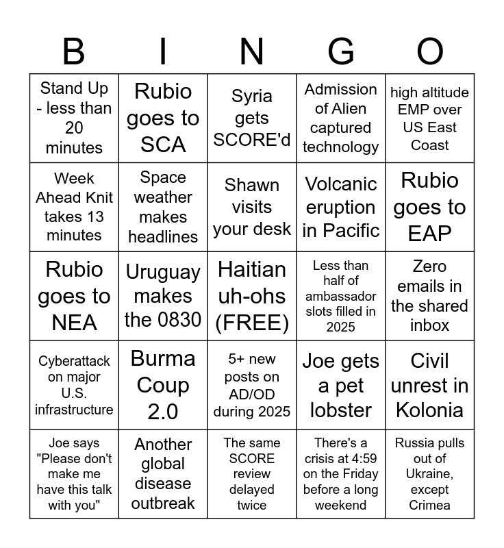 CMS 2025 BINGO Card