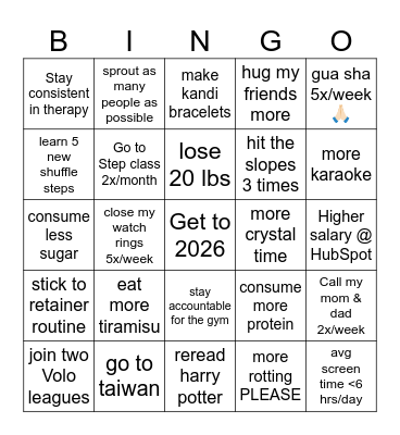 2025 Crystal Bingo Card