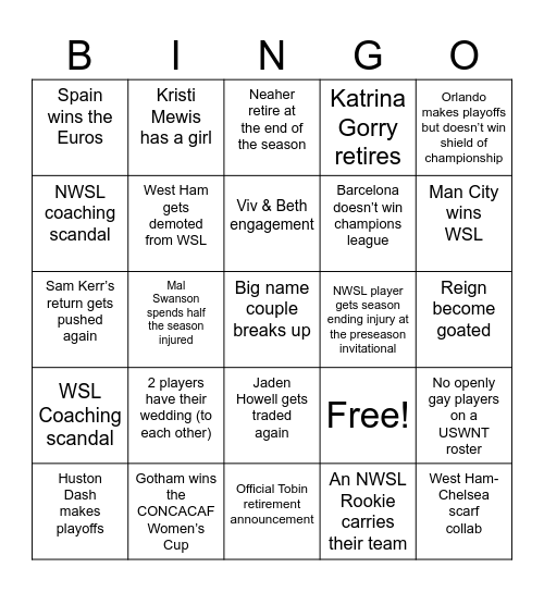 WOSO Bingo Card