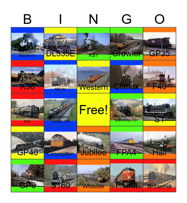 Polar Express Train Rides that I would like to ride on one day Bingo Card