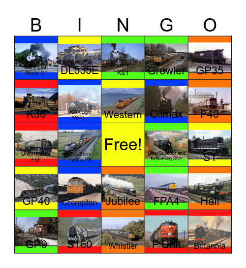 Polar Express Train Rides that I would like to ride on one day Bingo Card