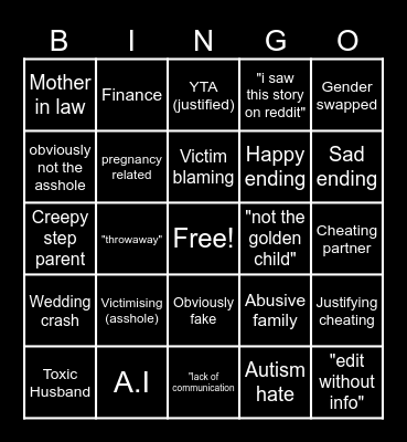 aita Bingo Card