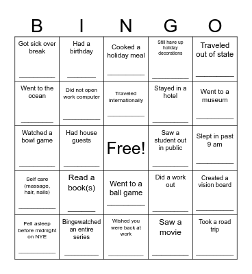 Holiday Hustle Bingo Card
