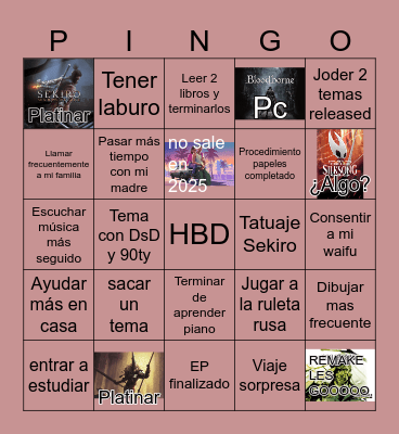 New Year New Me(ntal issues) 2025 Bingo Card