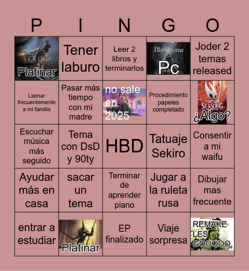 New Year New Me(ntal issues) 2025 Bingo Card