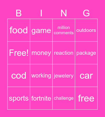 youtube shorts bingo Card