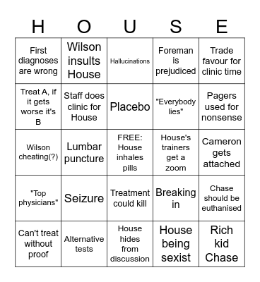 House MD Bingo Card