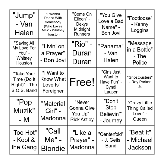 Round #1 Bingo Card