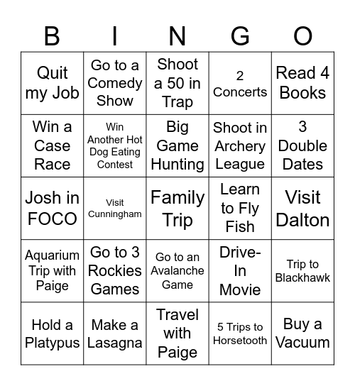 2025 Bingo Card