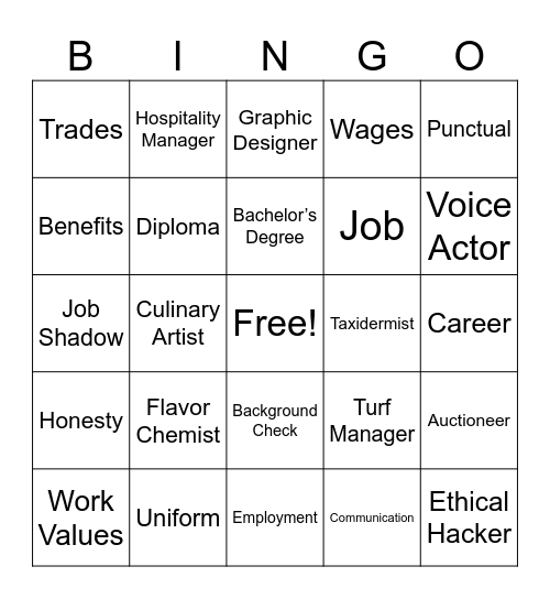 Career Bingo Card