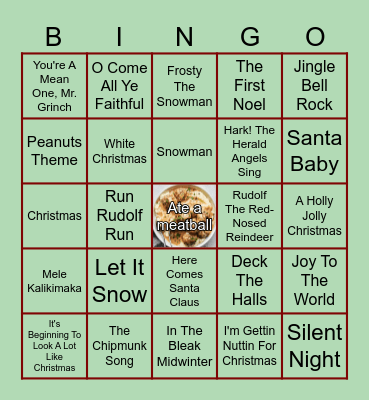 A Very Christoph Christmas Bingo Card