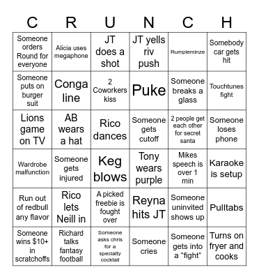 Christmas Party Bingo Card
