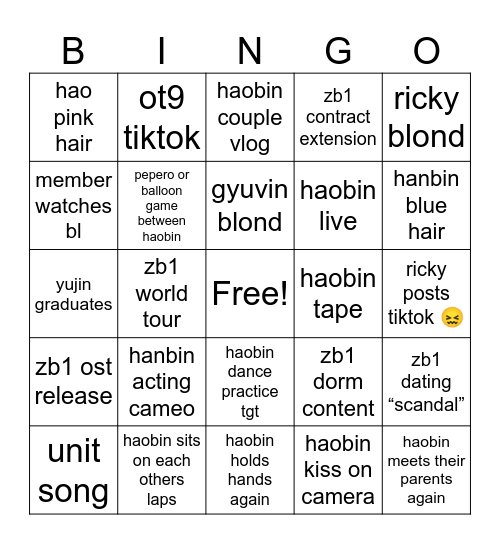 2025 ZB1 BINGO Card