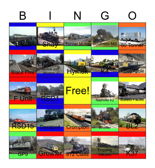 Day Out with Thomas Rides that I would like to ride on and babysit one day Bingo Card