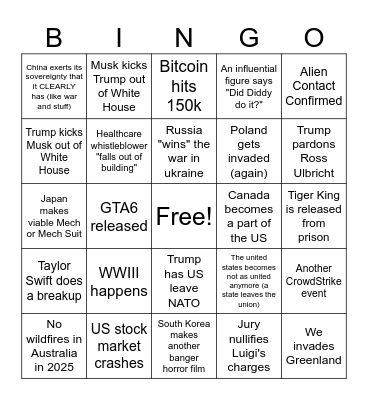 2025 Bingo Card
