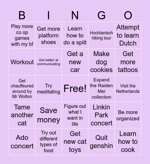 2025 Bingo Card
