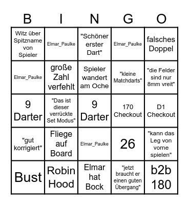 DART WM 2024 Bingo Card