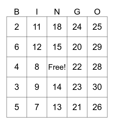 BIRTHDAY BINGO Card