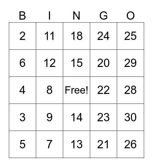 BIRTHDAY BINGO Card