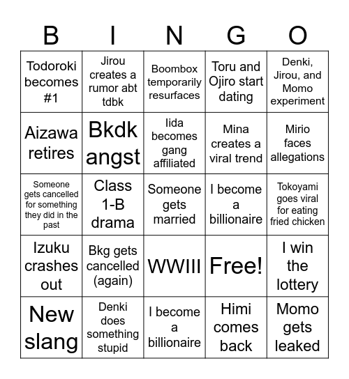 2025 Bingo Card!! Bingo Card