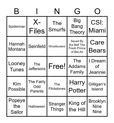 Theme Songs! Bingo Card
