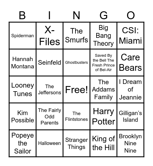 Theme Songs! Bingo Card