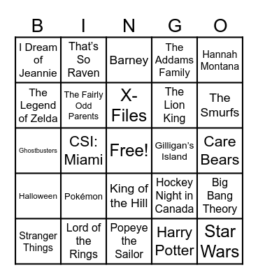 Theme Songs! Bingo Card
