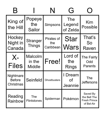 Theme Songs! Bingo Card