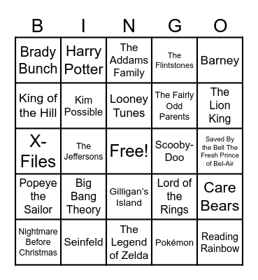 Theme Songs! Bingo Card