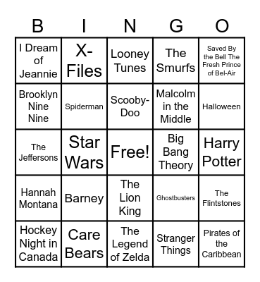 Theme Songs! Bingo Card